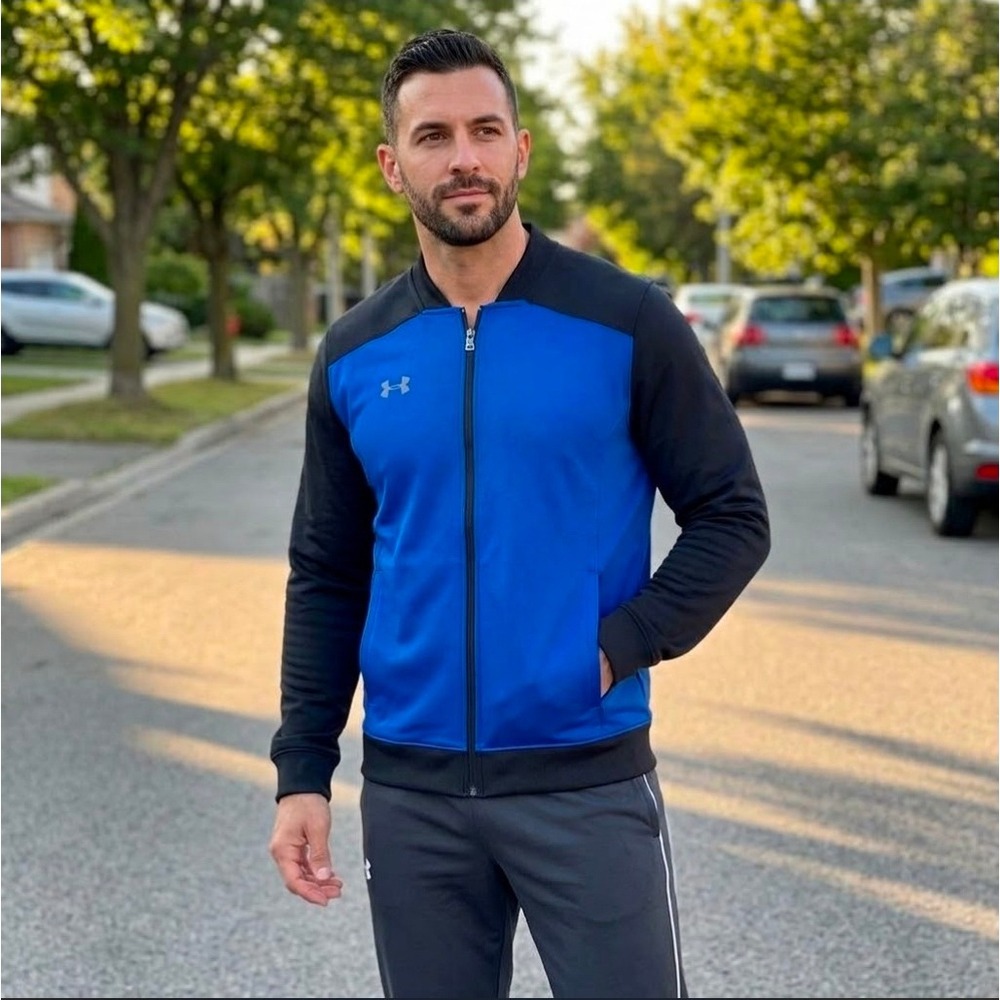 Under Armour Challenger Mens Track Jacket XL Blue Black Full Zip 1314556-401 New